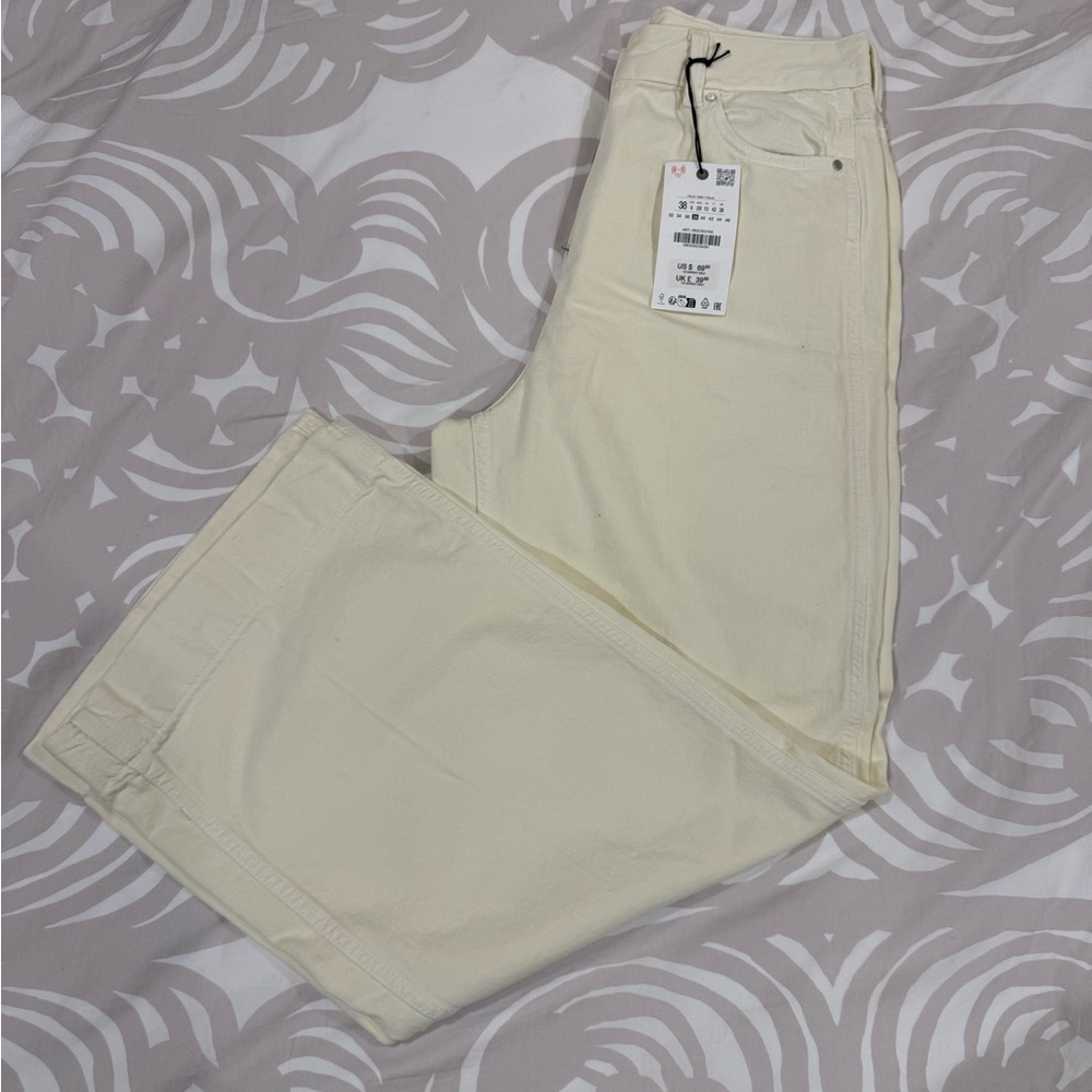 NWT Zara Light Yellow Wide Leg Jeans